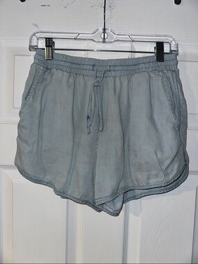 Light Blue Women's Elastic Waist Drawstring Shorts